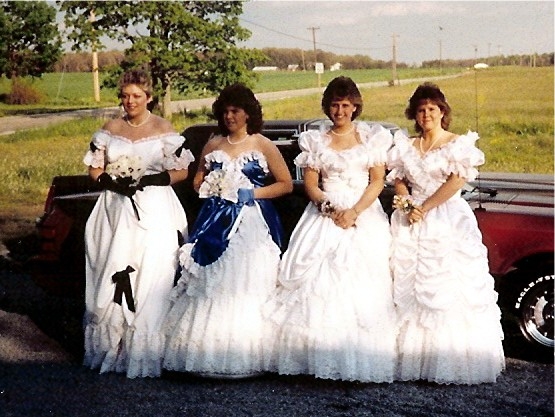 Senior Prom: Kelly Jester, Jennifer Leonard (class of 89), Connie Kimbles & Mary Rhoades