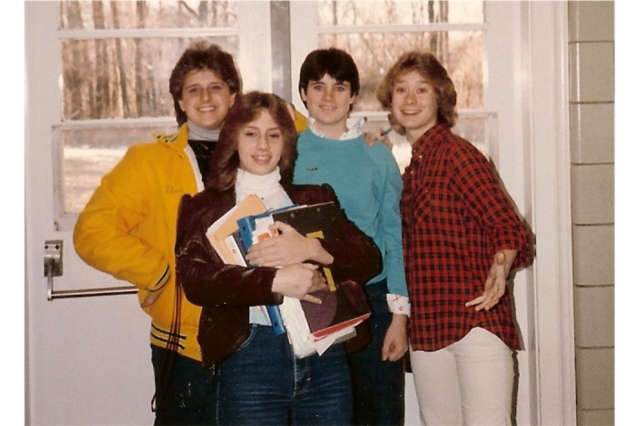 Clowing arround in the Kennard Building in 9th Grade! Connie, Kelly, Therese and Michelle