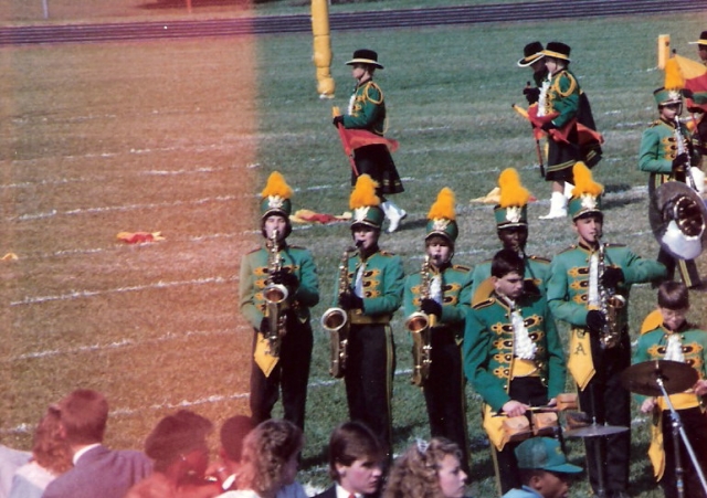 The infamous Saxophone section of the QACHS Marching Band.