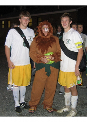 Connie Kimbles Dill with her nephews at their QA Varsity Soccer Game on Halloween.  ROAR!