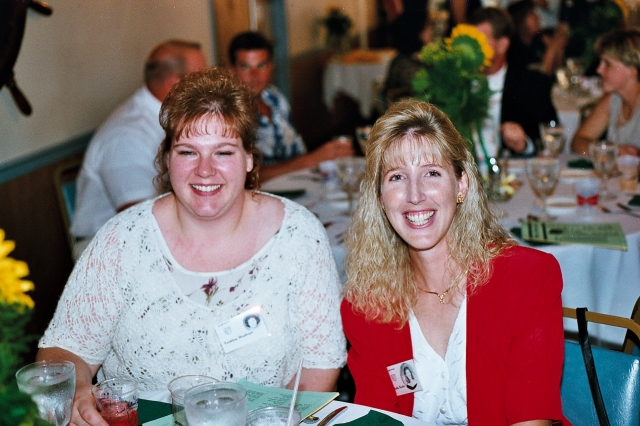 Having a good time are Kathleen Herzberger & Shelly Butler.