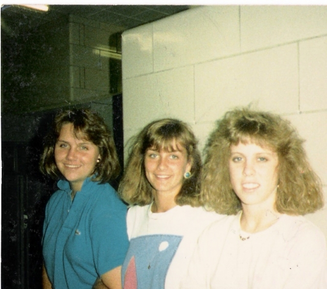 Sandra, Heidi, and Jennifer at gym class in 11th grade